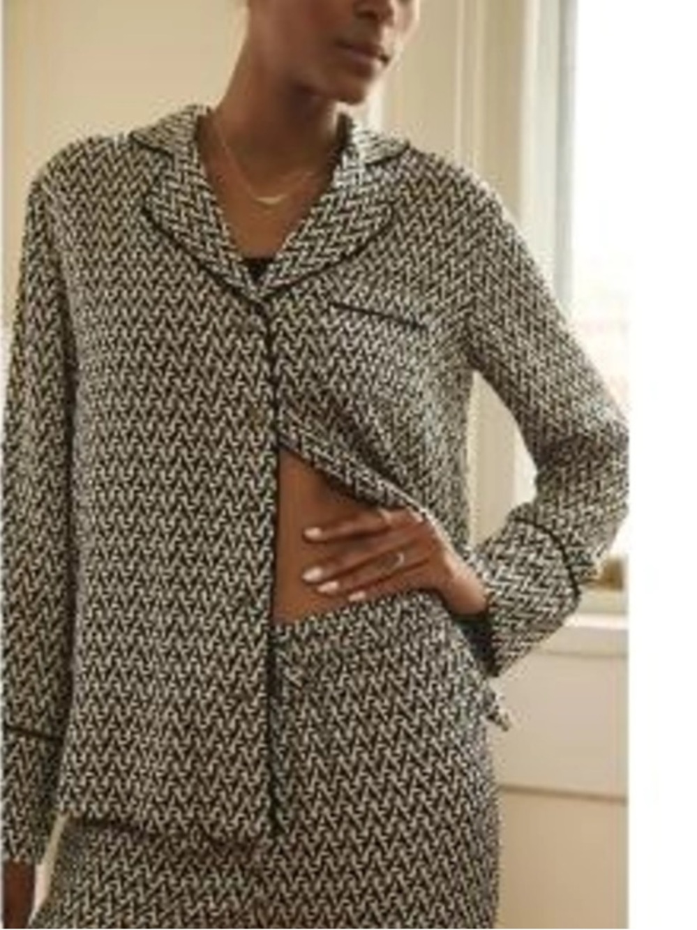 By Anthropologie Silky Pajama Top Long Sleeve